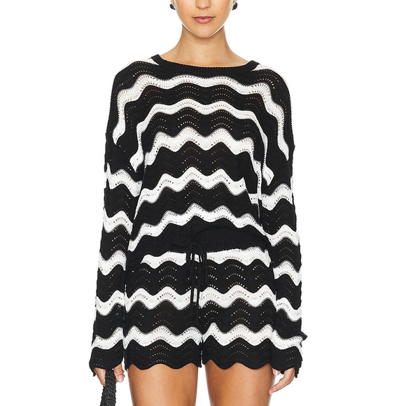 Beach Riot Sweaters - Beach Black & White Riot Sweater Size M